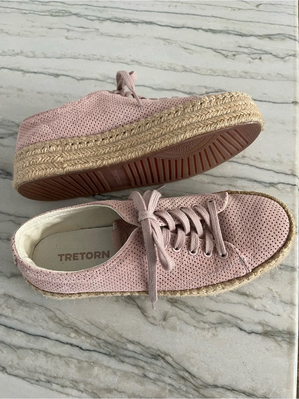 Tretorn Blush Pink Suede Espadrille Platform Sneakers